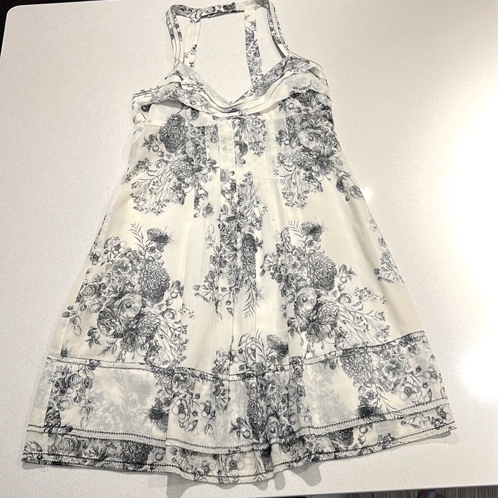 Cynthia Steffe cotton sundress. White+black toile print, fully lined. EUC.